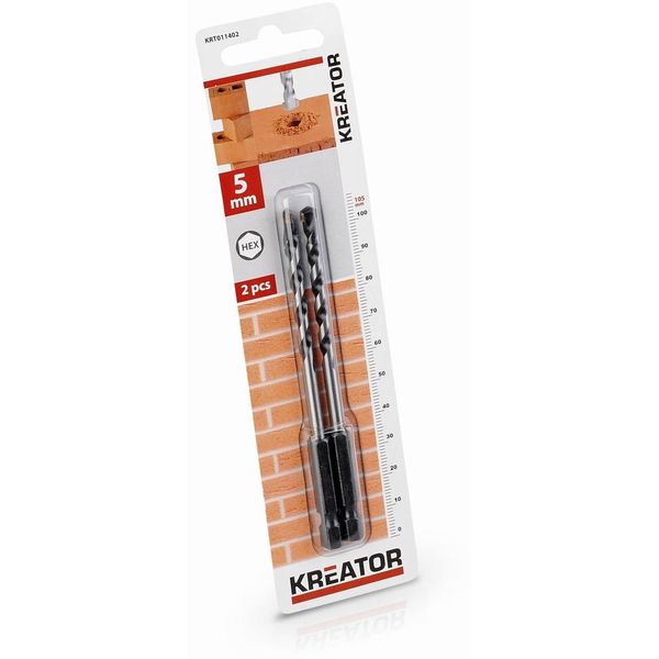 Kreator KRT011402 - 2 Pezzi Di Punte Hex Per Pietra E Muratura 5,0 X 105 Mm-image