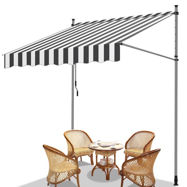 Jiubiaz Tenda Da Sole A Morsetto Tenda Da Sole Per Balcone Tenda Da Sole Per Giardino Resistente Ai Raggi Uv Tenda Da Sole A Bracci Pieghevoli Bianco Grigio 3M-image