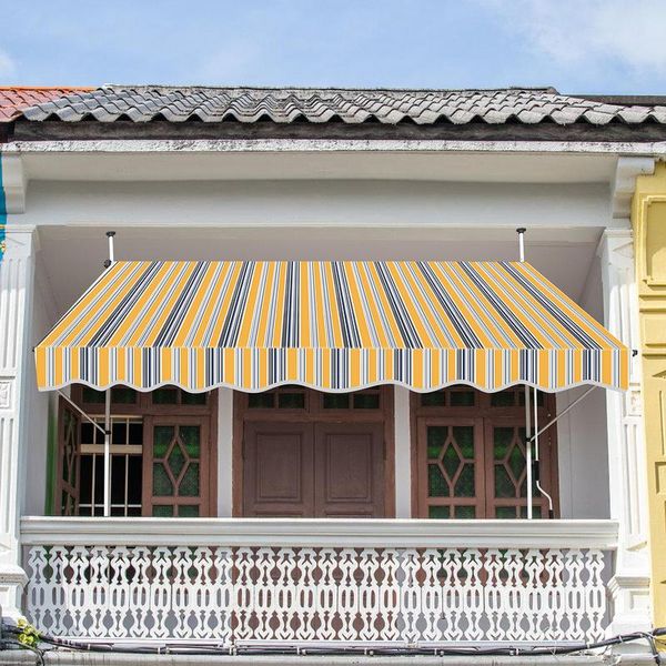 Tenda Da Balcone Jopassy Resistente Ai Raggi Uv E All'acqua, Retrattile 3M, Gialla E Blu-image