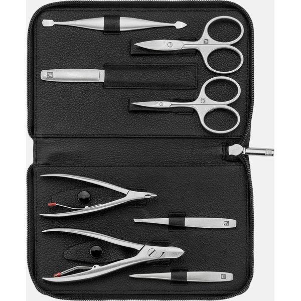 Zwilling 8 Pezzi Set Manicure Completo Per La Cura Delle Unghie Pedicure Zip In Vera Pelle-image