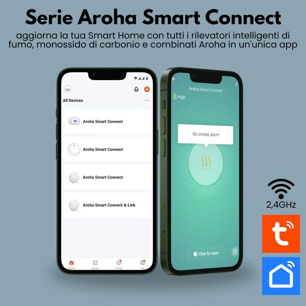 Aroha Smart Connect Rilevatore Di Fumo Wifi - Batteria Da 10 Anni, Sensore Fumo Wifi Con App Tuya & Smartlife - Allarme Anticendio - 3 Pezzi-image