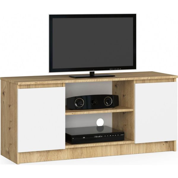 Mobile Tv In Rovere Artisan E Bianco Con 2 Cassetti E 2 Ripiani-image