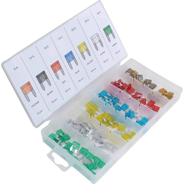 Asta | Mini Set Di Fusibili Per Auto, 120 Pezzi, Set Di Fusibili Per Auto, 5A, 7,5A, 10A, 15A, 20A, 25A, 30A, Fusibile Per Auto, Fusibile Piatto, Fusibili A Innesto-image