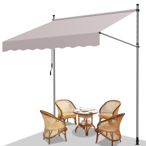Tolletour Tenda Da Sole Tenda Da Sole Con Morsetti Tenda Da Sole Per Balcone Tende Da Sole Resistenti Ai Raggi Uv Tenda Da Sole Con Braccio Articolato Beige 4M-image