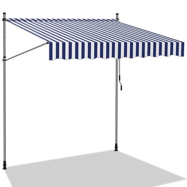 Tolletour Tenda Da Sole Tenda Da Sole Con Morsetti Tenda Da Sole Per Balcone Tende Da Sole Resistenti Ai Raggi Uv Tenda Da Sole Con Braccio Articolato Bianco Blu 4M-image
