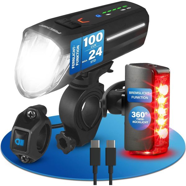 Fischer 50685 Fischer Set Di Illuminazione Led Ricaricabile Twin Stop, 100/80 Lux-image