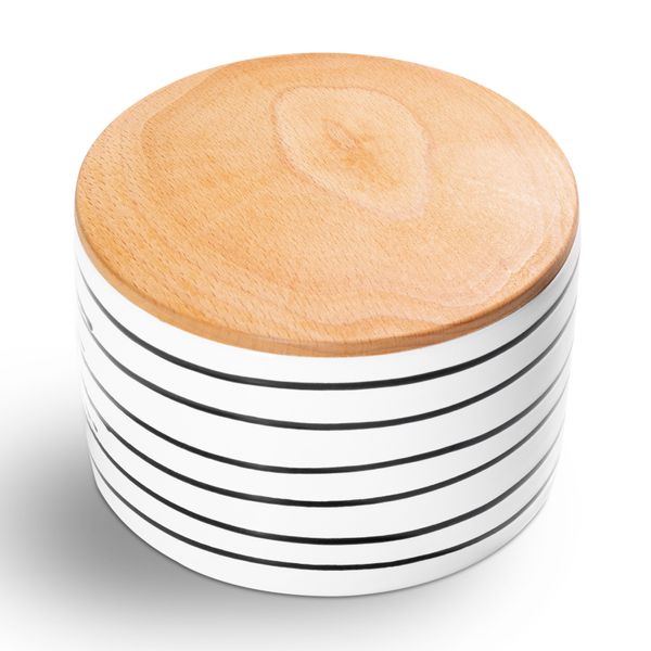 Gmundner Keramik Nero Fiammato, Vaso Da Conserva Con Coperchio In Legno H. 9 Cm-image