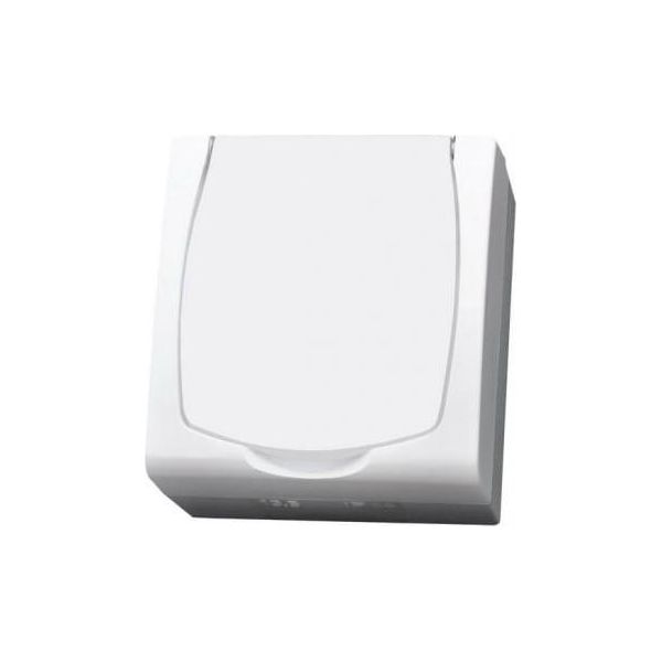 Madera Bianco N/T Presa Singola Con Messa A Terra 2P+Z IP44 Sportello Bianco-image