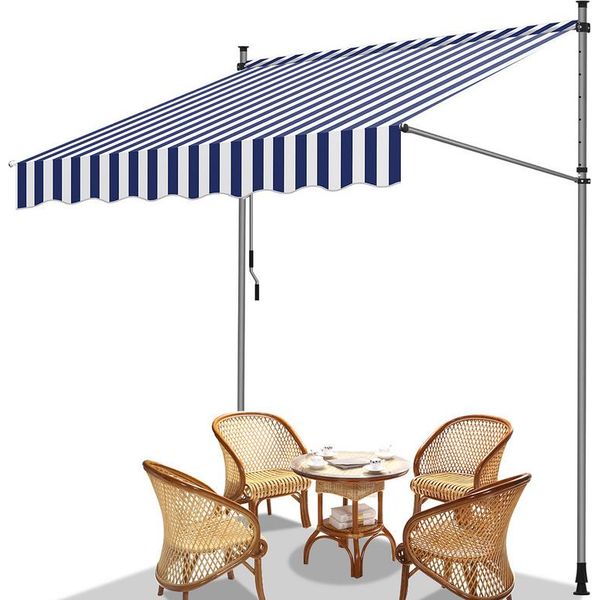 Tenda Da Sole Jopassy Tenda Da Sole A Morsetto Tenda Da Sole Per Balcone Senza Forature - Regolabile In Altezza Tenda Da Sole Resistente Ai Raggi Uv E Idrorepellente 400 Cm Bianco Blu-image