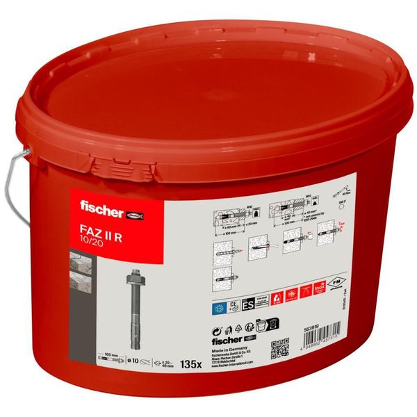 Fischer Tassello A Espansione Faz Ii 10/20 R Tassello Per Carichi Pesanti M10 Secchio Da 135 Pezzi-image