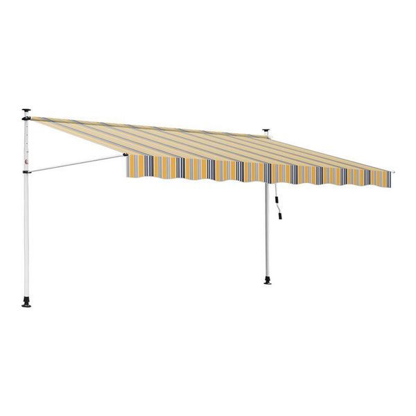 Tenda Da Sole Clanmacy Tenda Da Sole Articolata Idrorepellente Per Balcone Tenda Da Sole Per Balcone Protezione Solare Tenda Da Sole A Morsetto Gialla E Blu 3M-image