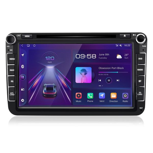 Carplay Android 13 Autoradio Dvd Gps Navi Per Vw Bora Caddy Eos Golf Jetta T5 Seat Wifi Bt Dab+ Rds Swc Usb 2+32G-image