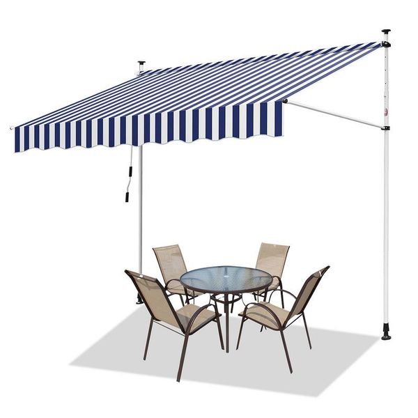 Tenda Da Sole Jopassy Tenda Da Sole Con Morsetti Tenda Da Sole Per Balcone Regolabile In Altezza Tenda Da Sole Senza Forature Per Terrazza Balcone 400 Cm Bianco Blu-image