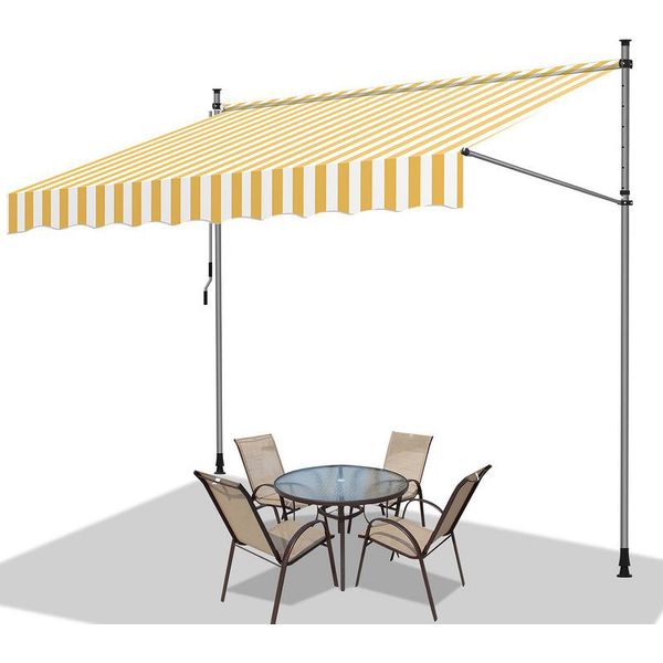Tenda Da Sole Jopassy Senza Foratura Tenda Da Sole A Morsetto Tenda Da Sole Per Terrazza Balcone 300 Cm Bianco Giallo-image