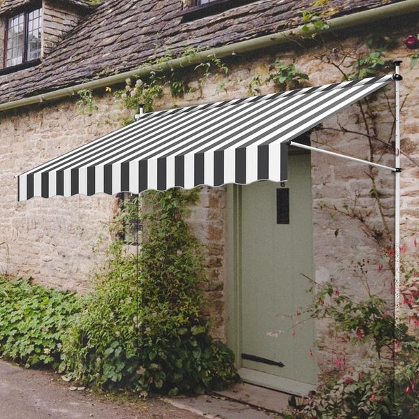 Tenda Da Sole Jopassy Tenda Da Sole Articolata Idrorepellente Per Balcone Tenda Da Sole Per Balcone Protezione Solare Tenda Da Sole Con Morsetti Bianco E Grigio 3M-image