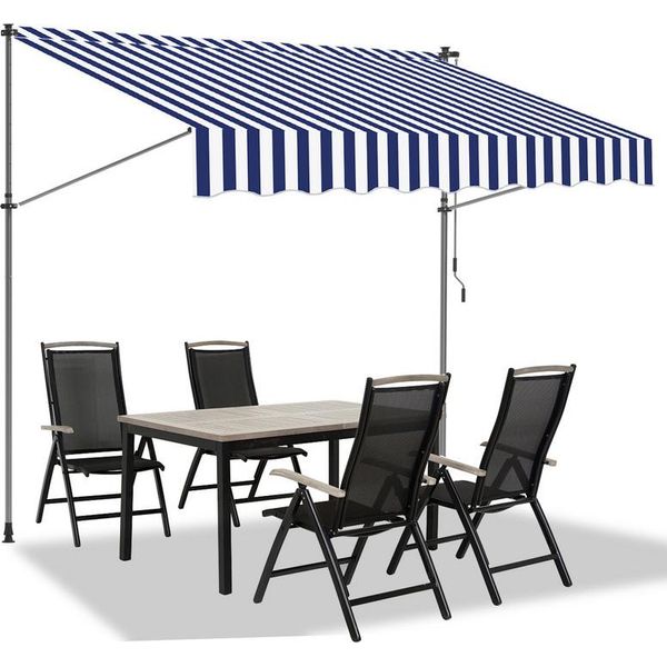 Tenda Da Sole Tolletour Tenda Da Sole Articolata Idrorepellente Per Balcone Tenda Da Sole Per Balcone Protezione Solare Tenda Da Sole Con Morsetti Blu E Bianco 3M-image