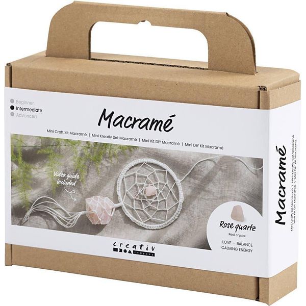Kit Di Macramè Per Acchiappasogni Con Quarzo Rosa, Incluso Materiale E Istruzioni-image
