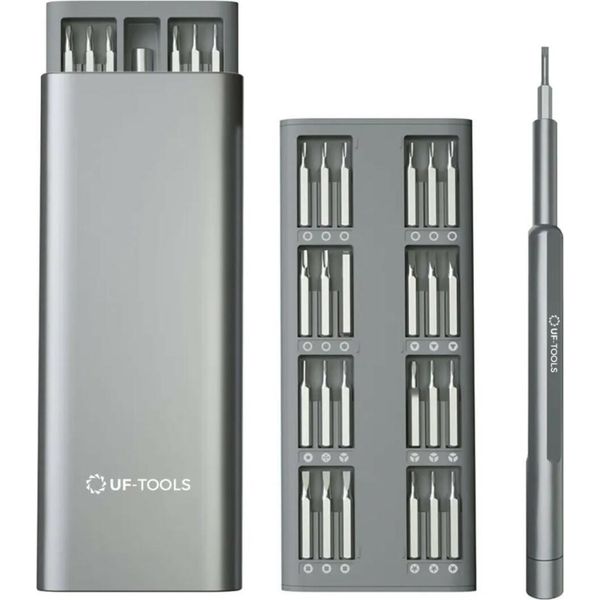 Uftools, Set Di Cacciaviti Di Precisione 48 In 1 Con Elegante Scatola In Alluminio, Grigio-image