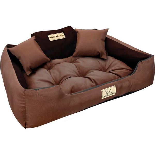 Letto Per Cani Kingdog 55X45 Cm Personalizzato Impermeabile Marrone-image
