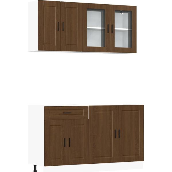 Syfax™ Set Mobili Da Cucina 4 Pz Porto Rovere Marrone In Truciolato-image