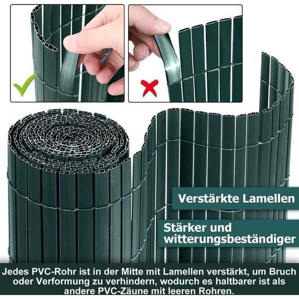 Tolletour Pvc Schermo Privacy Stuoia Privacy Recinzione Schermo Privacy Per Recinzione Balcone Verde 1,4 X 4M-image