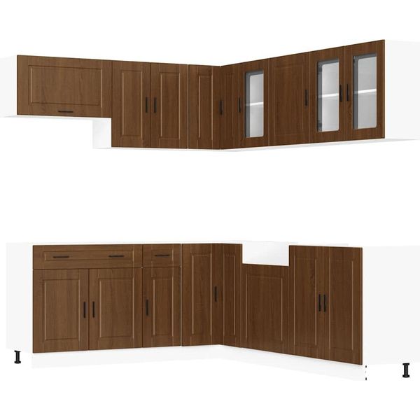 Syfax™ Set Mobili Da Cucina 11 Pz Porto Rovere Marrone In Truciolato-image