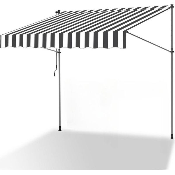 Aopunly Tenda Da Sole A Morsetto 300X120Cm Tenda Da Sole Per Balcone Regolabile In Altezza Con Manovella Protezione Solare Senza Foratura Per Terrazza E Balcone Grigio Bianco-image