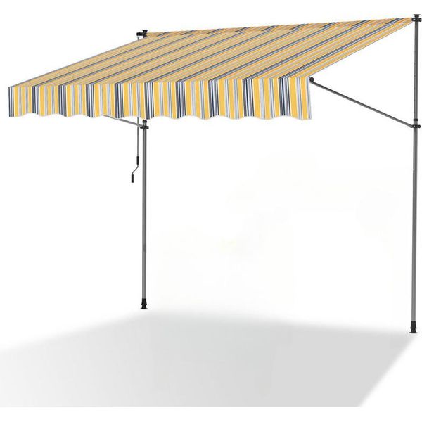 Aopunly Tenda Da Sole A Morsetto 300X120Cm Tenda Da Sole Per Balcone Regolabile In Altezza Con Manovella Protezione Solare Senza Foratura Per Terrazza E Balcone Giallo Blu-image
