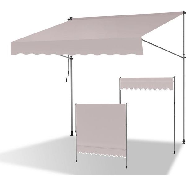 Clanmacy Tenda Da Sole A Morsetto 400X120Cm Tenda Da Sole Per Balcone Regolabile In Altezza Con Manovella Protezione Solare Senza Foratura Per Terrazza E Balcone Beige-image
