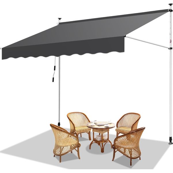 Tenda Da Sole Tolletour Tenda Da Sole Per Balcone Resistente Ai Raggi Uv Impermeabile Grigio 300 Cm-image