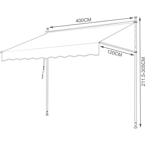 Jayseuw Tenda A Pinza Tenda Da Sole Per Balcone Resistente Ai Raggi Uv Impermeabile Beige 400Cm-image