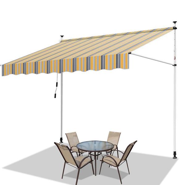 Tenda Da Sole Jayseuw 300X120 Cm Tenda Da Sole Per Balcone Regolabile In Altezza Con Manovella Protezione Solare Senza Forature Per Terrazze E Balconi Giallo Blu-image
