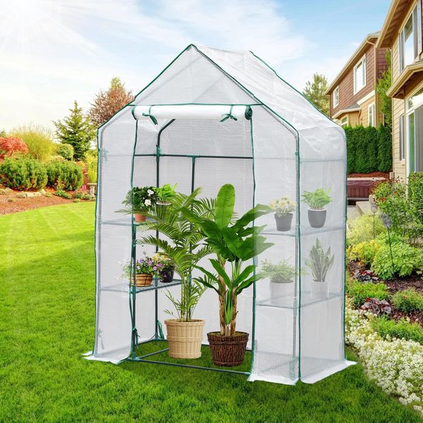 Serra In Foglio Clanmacy Serra Per Pomodori 143X73X195 Cm Serra, Bianco-image