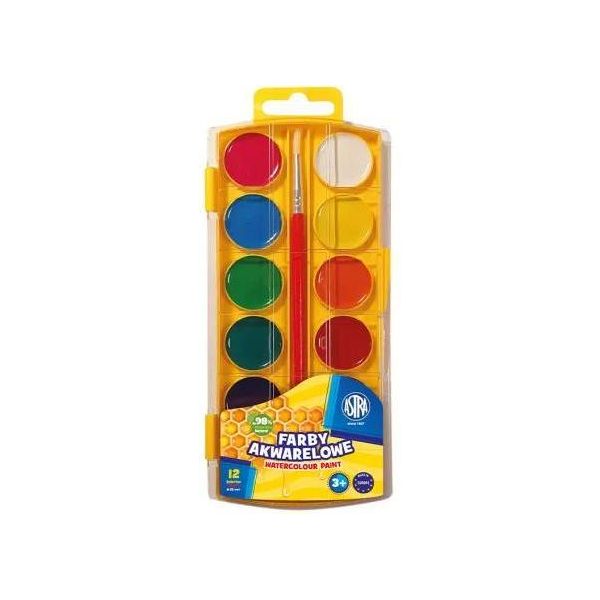 Set Di Colori Ad Acquerello Honey Astra - 12 Intensi Colori Da 25 Mm Con Una Pratica Euro Clip - Create Opere D'arte Indimenticabili!-image
