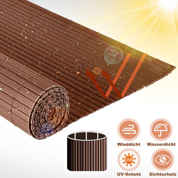 Clanmacy Schermo Privacy Recinzione Privacy In Pvc Frangivento Per Giardino, Balcone E Terrazza, Marrone 0,8 X 3 M-image