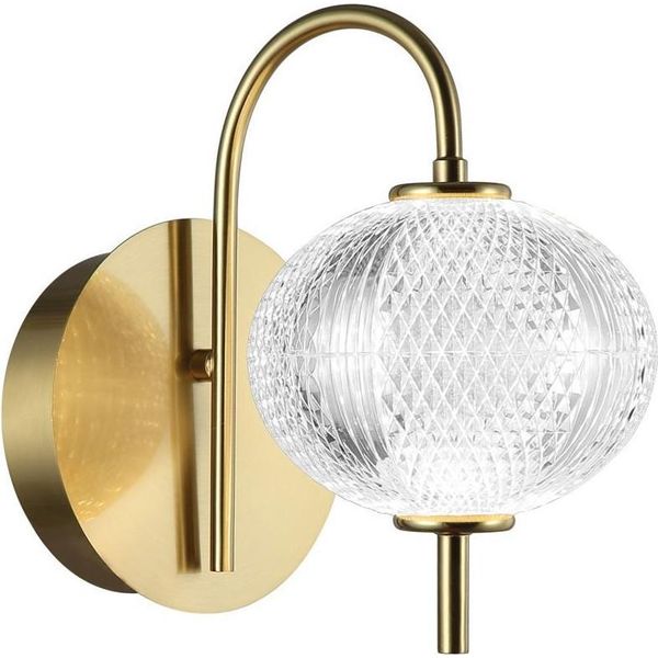Lampada Da Parete Moderna In Vetro Oro Paralume Decorativo Per Soggiorno Camera Da Letto Colore Caldo Led 5W Lazie Italux-image