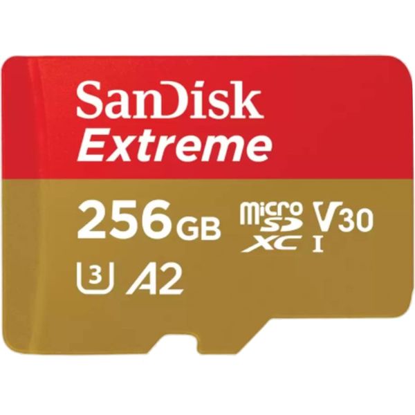 Sandisk Extreme - Scheda Di Memoria Flash (Adattatore Da Microsdxc A Sd Incluso) - 256 Gb - A2 / Classe Video V30 / UHS-I U3 / Classe10 - Microsdxc UHS-I-image