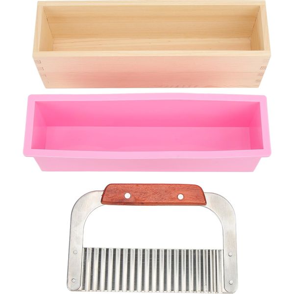 Set Di Taglio Per Sapone In Legno, Incluso Stampo In Silicone E Taglierina A Onda, Per Saponi Fai Da Te, Ideale Per I Principianti-image