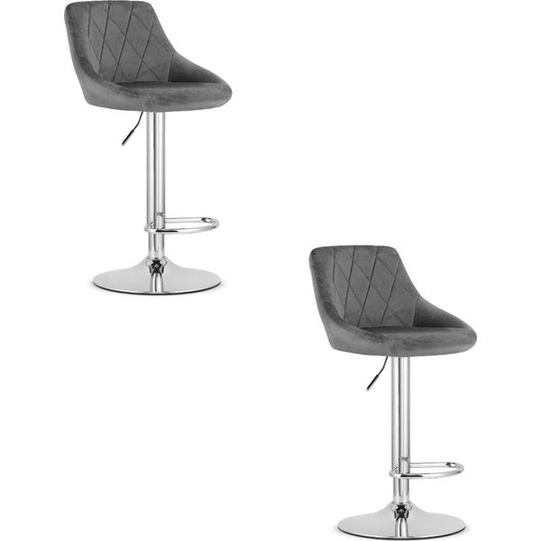 Hocker Kast - Velluto Grigio / Base Cromata X 2-image