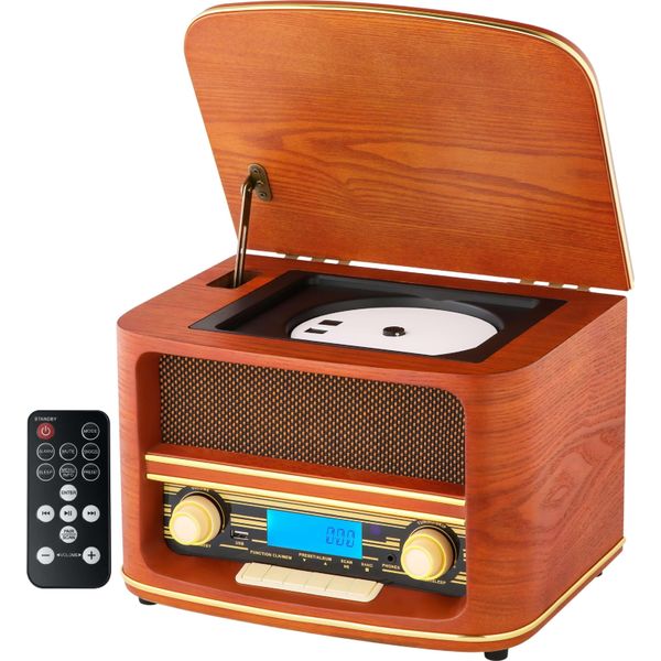 Cyberlux Radio Nostalgica In Legno Sistema Musicale Retrò Lettore Cd MP3 Usb Radio Nostalgica-image