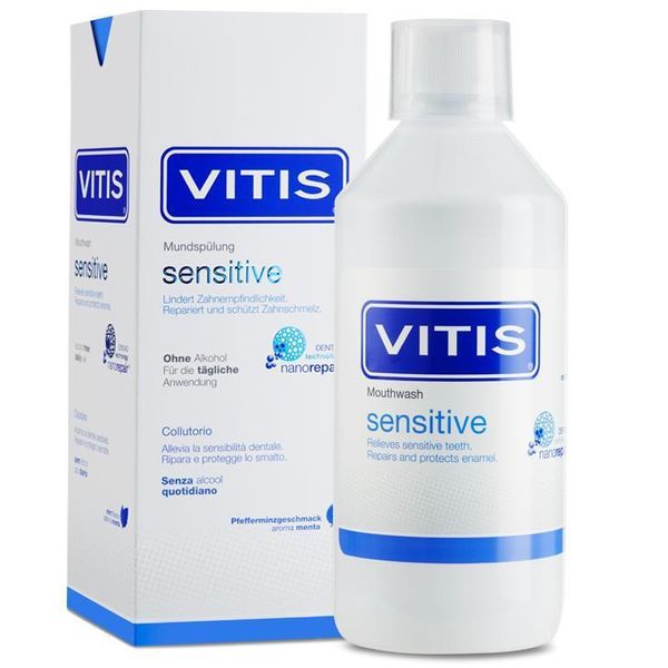 Vitis Sensitive Collutorio – Per Denti Sensibili – Con Idrossiapatite – Protezione Dello Smalto – 500 Ml-image