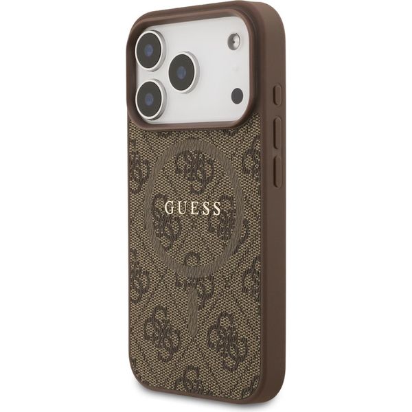 Custodia Per Iphone 17 Pro, Guess Hardcase 4G Ring Classic Logo Con Magsafe, Marrone-image