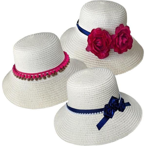 Habarri | Kit Artigianale - Cappello Di Paglia Fai Da Te - In Paglia Intrecciata - Per Adulti - Per Bambini - Color Crema-image