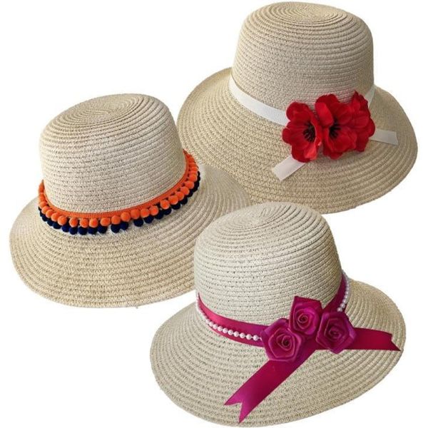 Habarri | Kit Artigianale - Cappello Di Paglia Fai Da Te - In Paglia Intrecciata - Per Adulti - Per Bambini - Beige-image