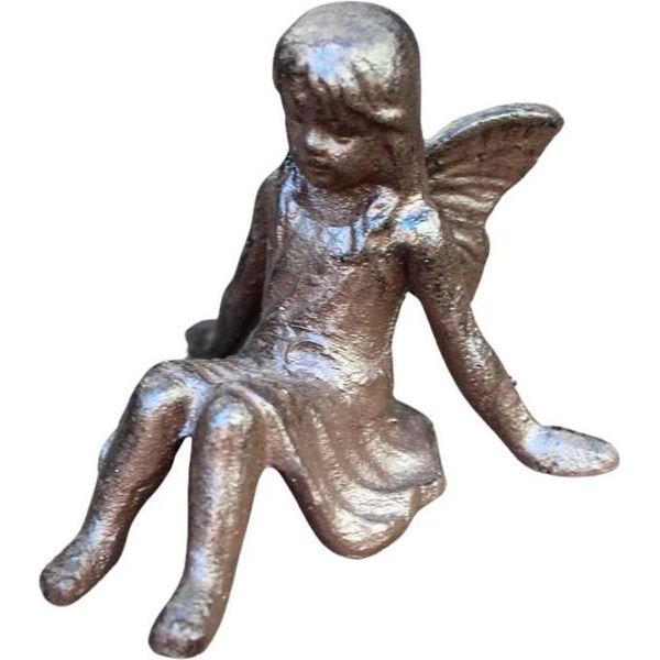 Figura Da Giardino Angelo Seduto In Ghisa-image