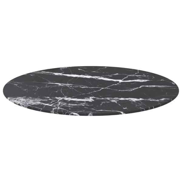 Syfax™ Piano Per Tavolo Nero Ø30X0,8 Cm Vetro Temperato Design Marmo-image