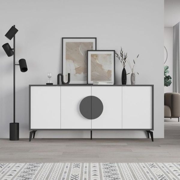Madia 4 Ante Gora180 Colore Antracite E Bianco 180X35,6X82-image