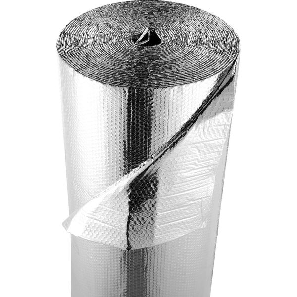 Foglio Isolante Vevor, Foglio Riflettente In Alluminio, 6 Mm, 122 Cm X 30,48 M, Protezione A Cuscino D'aria A Due Strati Termoriflettente, Rotolo Di Isolamento Termico Per Finestre Di Porte Di Garage E Tetti Di Case Mobili-image