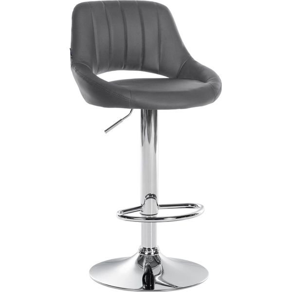 Sgabello Regolabile In Pelle Finta - Sgabello - Girevole A 360°, Facile Da Pulire Colore: Grigio | Colore Base: Cromo-image