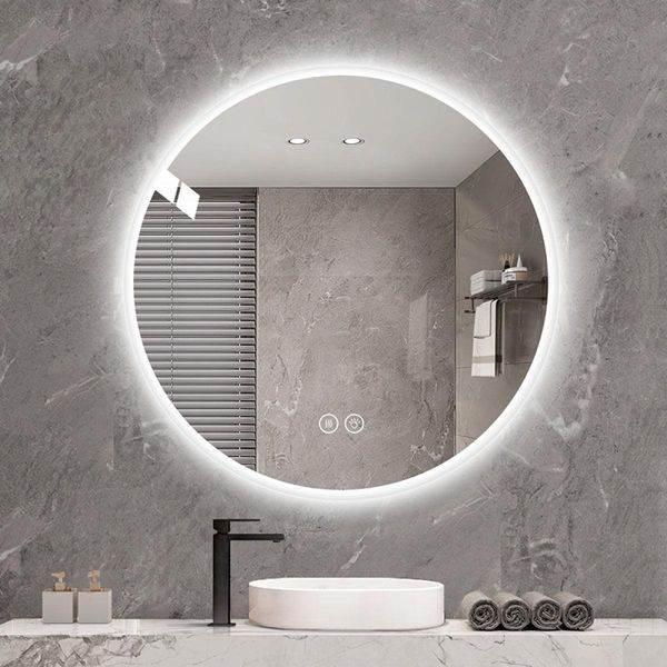 Specchio Da Bagno Rotondo A Led Ø70 Cm - Dimmerabile, Antiappannamento, 3 Temperature Di Colore, Montaggio A Parete, Smart Touch-image